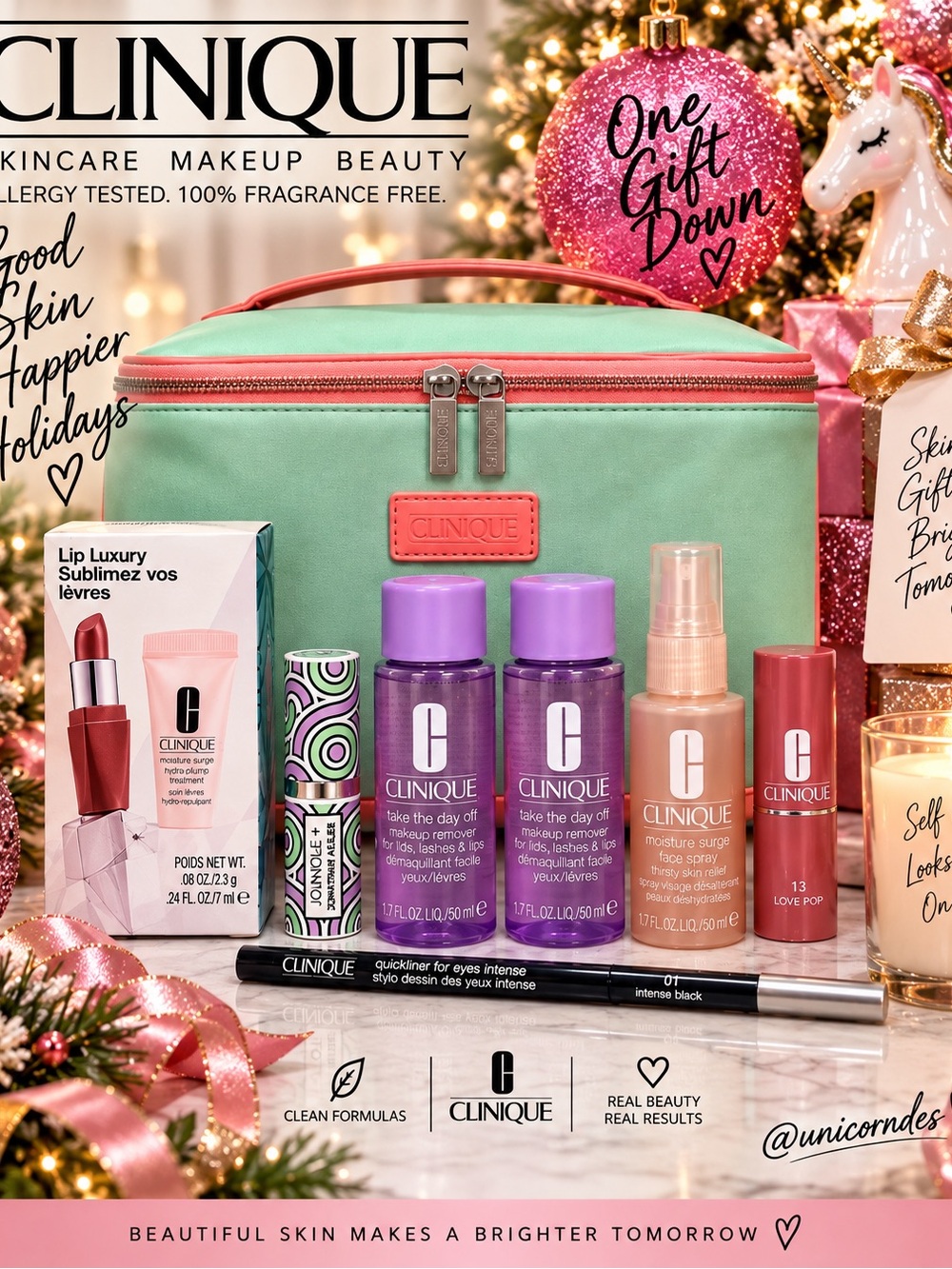 Clinique Beauty Set Jonathan Adler Lipstick Skincare Train Case HTF